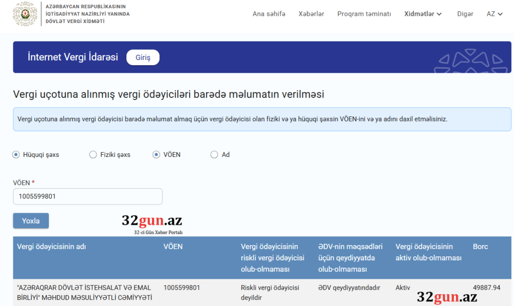 “Azəraqrar Dövlət İstehsalat və Emal Birliyi”nin vergi borcu üzə çıxıb